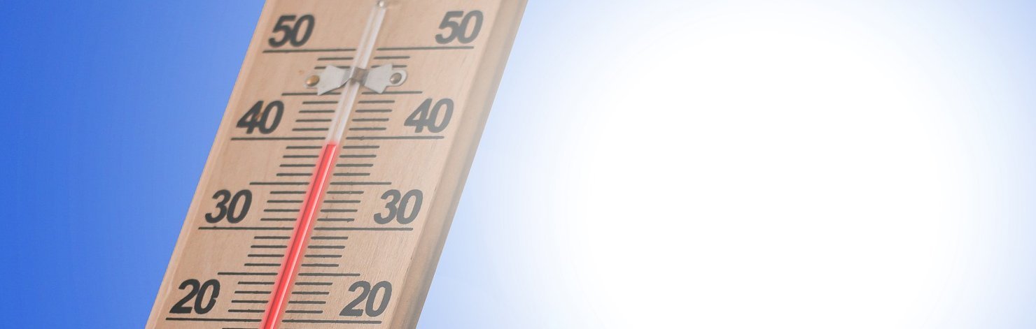 Thermometer welches auf Hitze hinweist