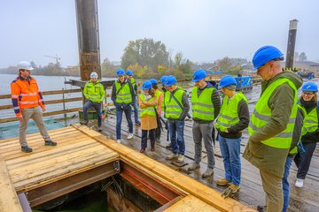 Verkehrsausschuss Städtebund Baustelle Traunbrücke